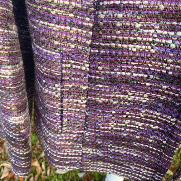 Lane Bryant, Plus Size 16 Tweed Jacket Purple NWOT Lined Beaded Neckline - Picture 11 of 15
